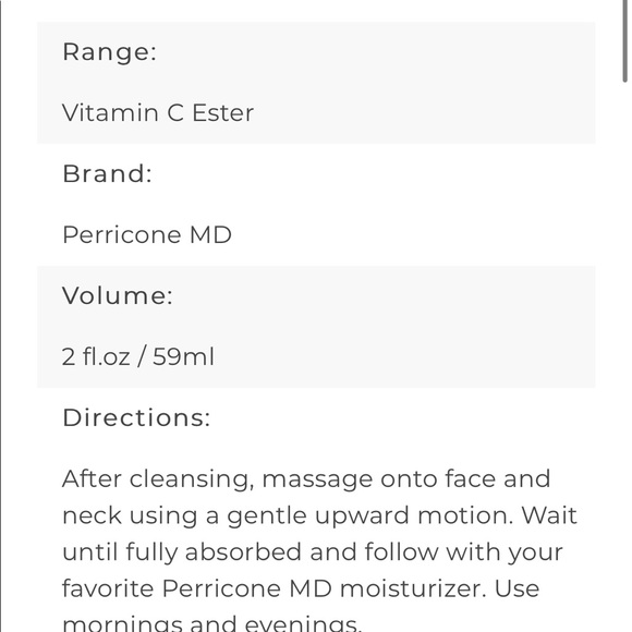 Perricone MD Skincare New Vitamin C Ester Brightening Amine Face